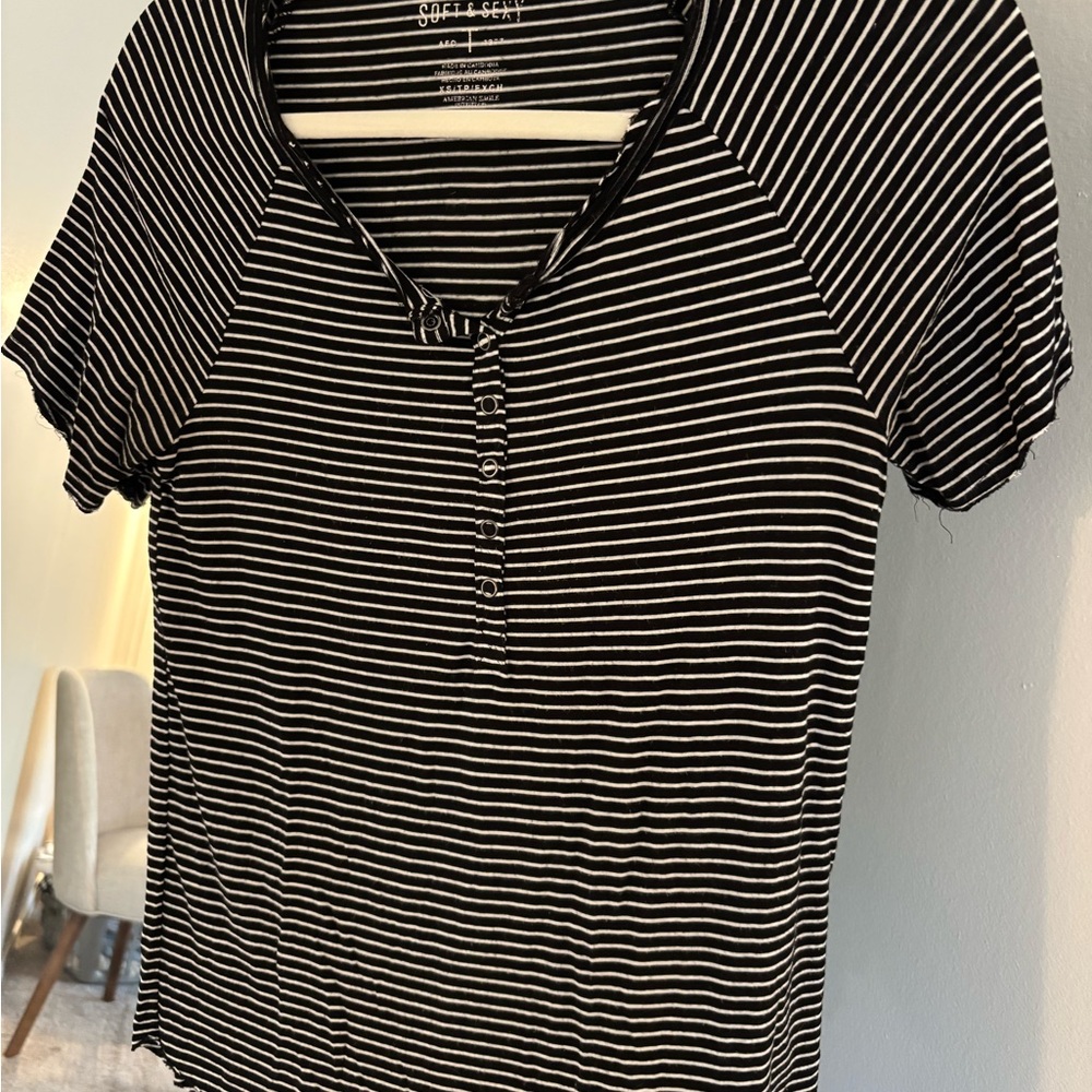 Soft Comfy Black Striped Top